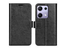 Capa De Couro Com Textura Crazy Horse Para Xiaomi Redmi Note 14s 4g, Preta