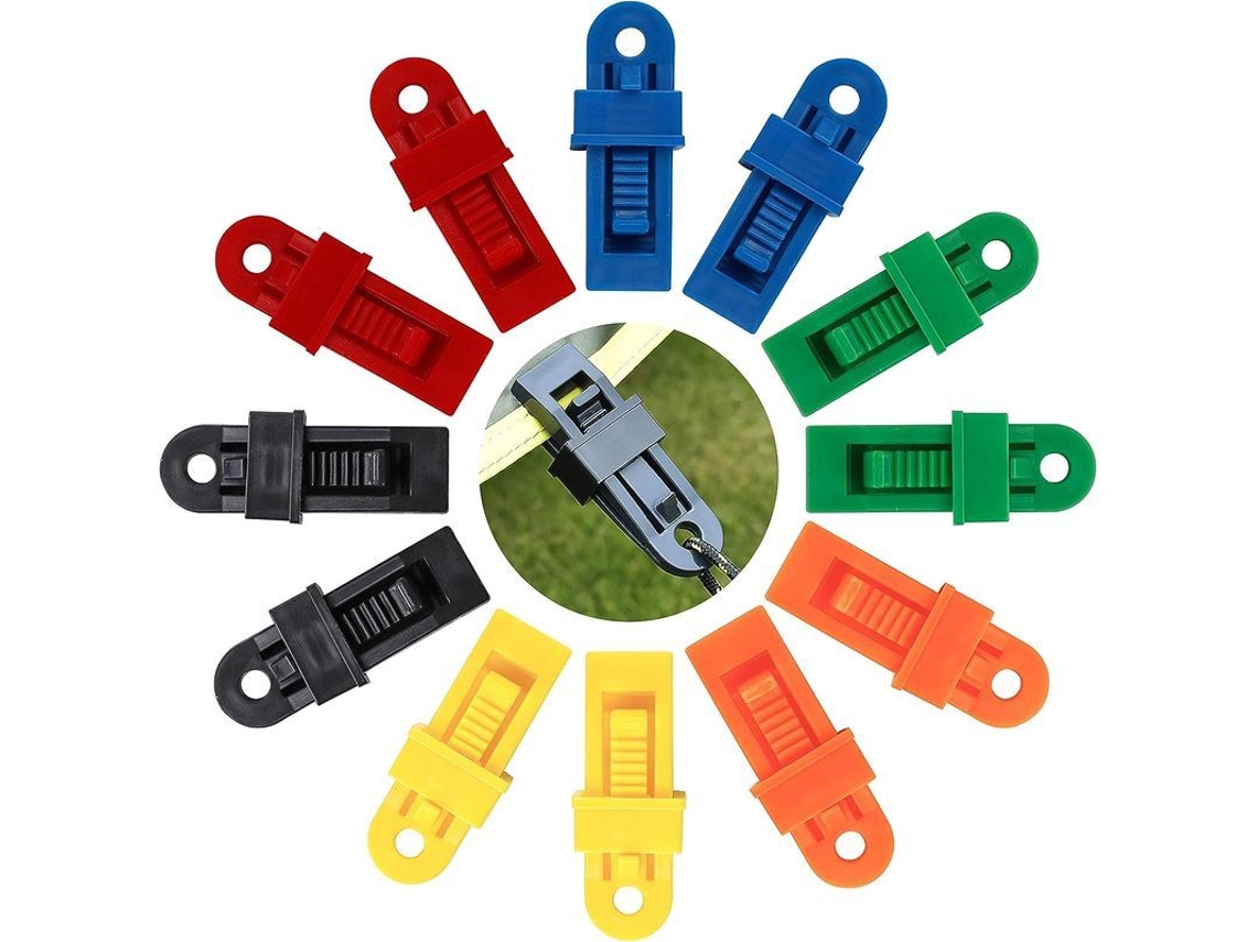 Rebe-pinzas De Plástico Para Carpas Y Toldos 12 Piezas Multicolor Para Camping Y Excursiones