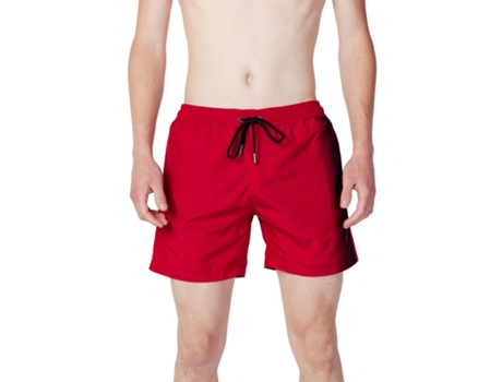 Maiô Trussardi Beachwear com logo lateral vermelho