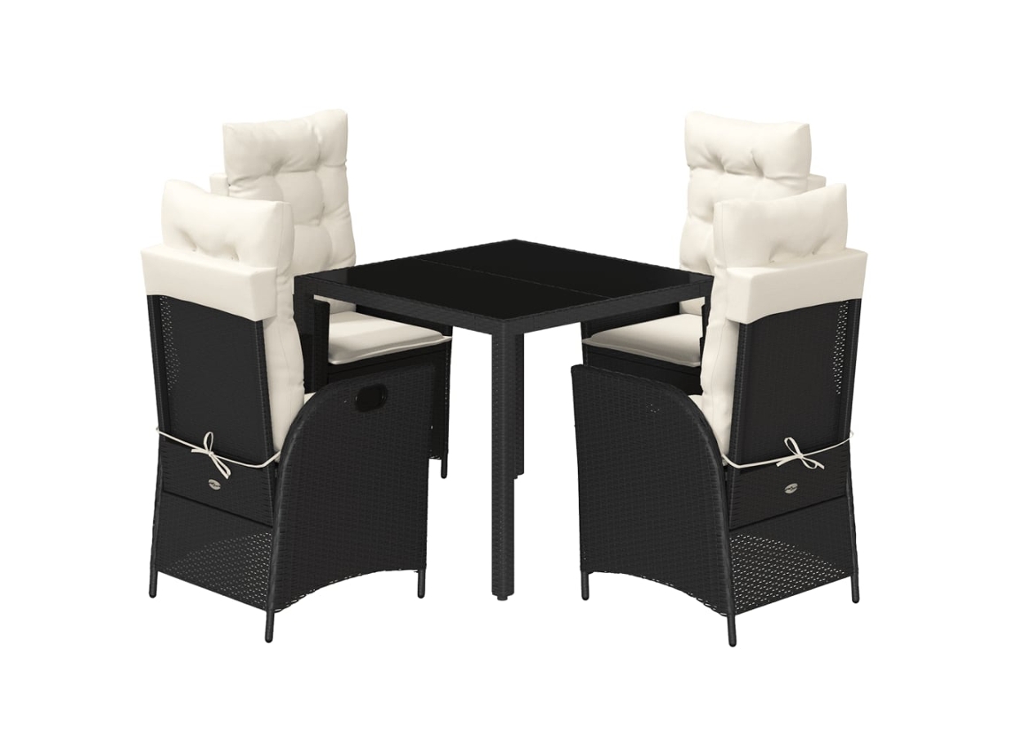 Garden Dining Set, Garden Dining Sets Vidaxl Preto Rattan / Vime (90 Cm Table Length)