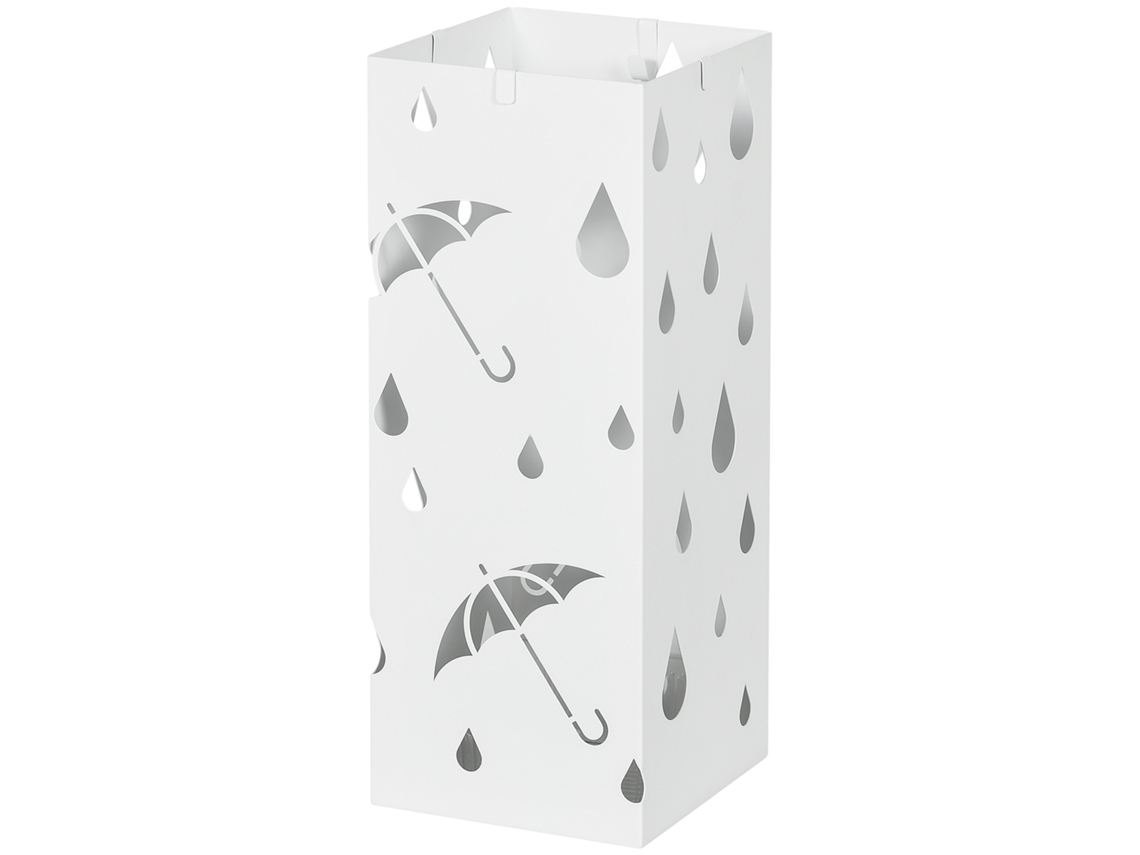 Suporte Para Guarda-chuvas Com 4 Ganchos E Bandeja De Gotejamento Amovível Porta 15,5x15,5x41 Cm Branco