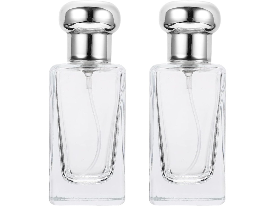 Conjunto De 2 Frascos De Perfume De Vidro Com Tampas Em Formato