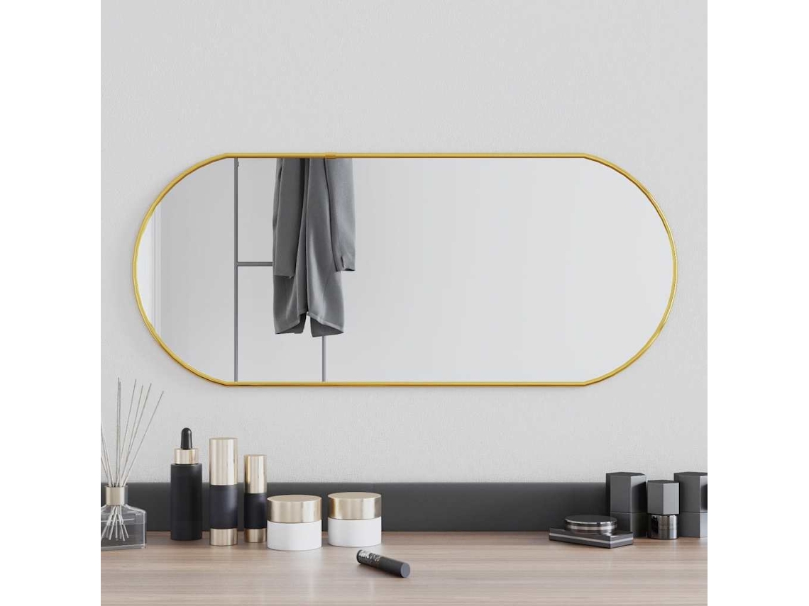 Vidaxl Espelho De Parede 70x30 Cm Oval Dourado
