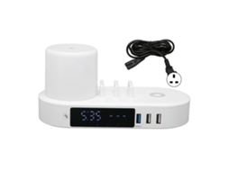 Aetheria relógio Carregador Sem Fio com Luz Noturna Colorida e 6 Interfaces Usb Carregamento Rápido