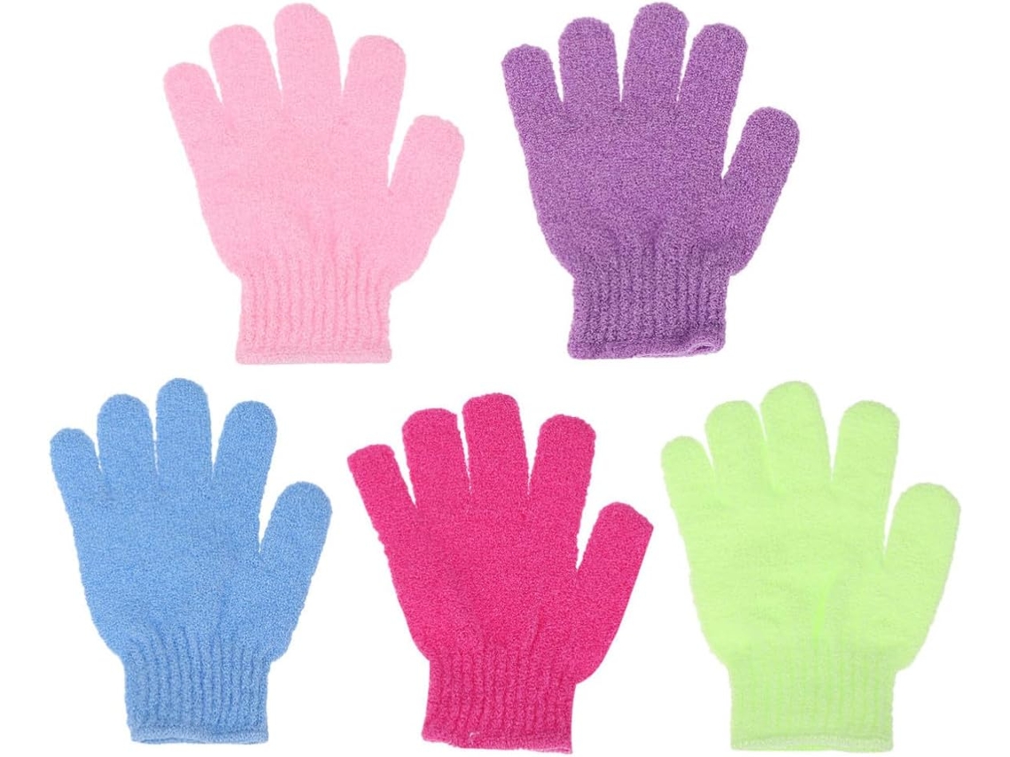 Conjunto De 12 Luvas Esfoliantes De Nylon Para Banho, Cinco Dedos, Remove A Pele Esfoliante