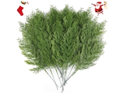 40 Unidades de Ramos Pinheiro Artificiais, Hastes Verdes Artificiais, Pontas de Pinheiro, Enfeites de Natal Plástico BRILVIBERA