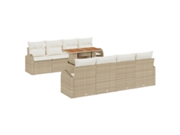 Conjunto 7 Conjunto De Jantar Para Jardim Vidaxl Bege Vime Pe (100 X 55 X 73 Cm)