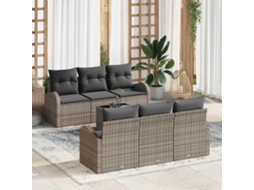 Vidaxl Conjunto De Sofá De Jardim 7 Unid. 6-número De Lugares Cinzeto