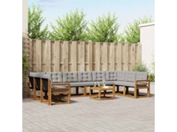 Vidaxl Conjunto De Sofás Para Exterior 11 Unid. Cinza Natural E Claro