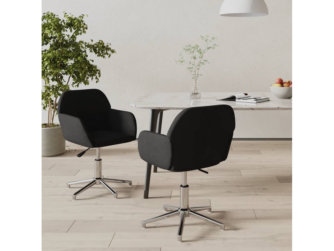 Vidaxl Cadeiras De Jantar Giratórias 2 Pcs Tecido Preto