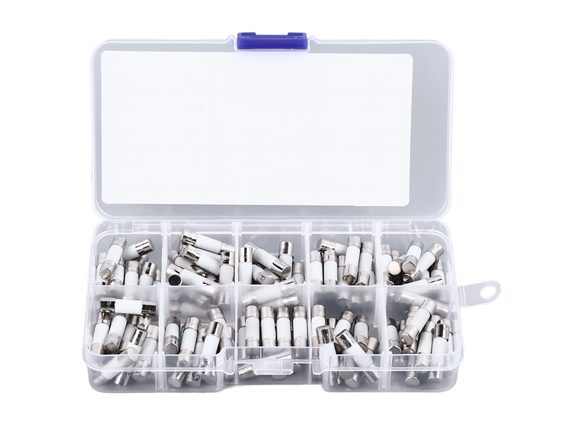 100 Peças Fios de Fio Cerâmico 5x20mm 250v 0.5a a 30a Kit Variado