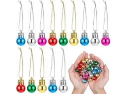Conjunto 24 Miniaturas Bolas Natal 2 Plástico Decoração Criativa Fáceis Pendurar Árvores Portões Cores GOKOCO