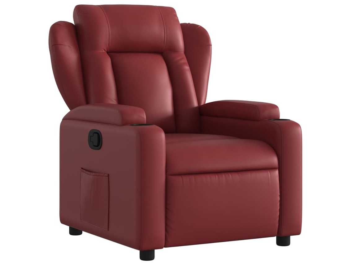 Poltrona reclinável couro VIDAXL artificial vermelho tinto