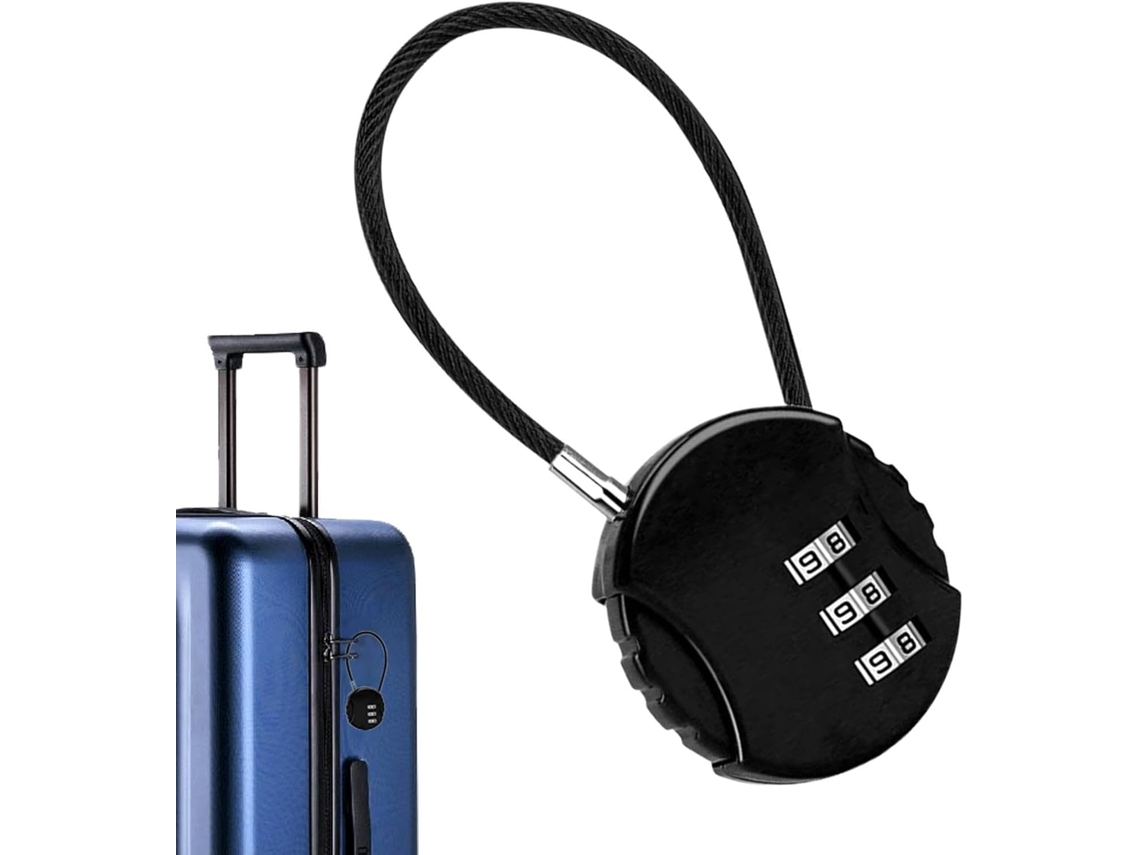 Cadeado De Combinação Para Bagagem – Redondo Metal 9, 4cm, Com Código Reconfigurável De 3 Dígitos, Em Zinco