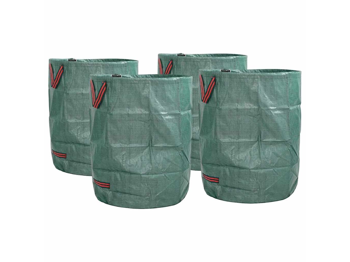Conjunto 4 Sacos De Lixo Para Jardim Com Alças Vidaxl Verde Polipropileno