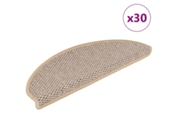 Vidaxl Tapetes Escada Adesivos Aspeto Sisal 30pcs 65x21x4cm Bege-claro
