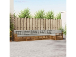 Vidaxl Conjunto De Sofás Para Exterior 6 Pcs Cinza Natural E Claro