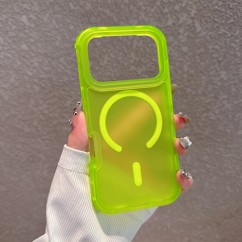 (verde 12) Capa Transparente Para Celular Com Carregamento Sem Fio Magnético, Resistente A Impactos 3 Em 1
