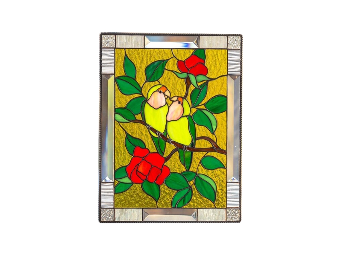 Painel de Janela de Vidro Estained Cardinal para Decoração de Parede | S/MARCA