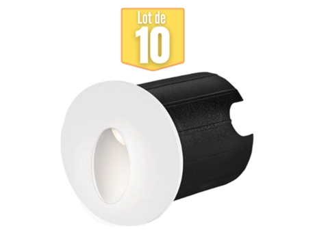 Conjunto de 10 Mini Mini Paredes Led Vector a Redondo Branco 2W 3000K Ip65 BRAYTRON