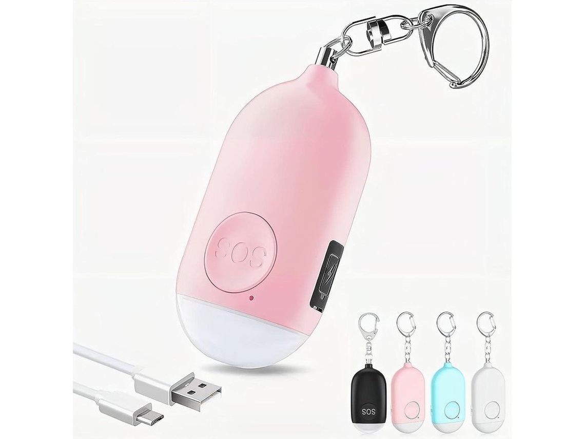 S/MARCA alarma antirrobo recargable Linjou, para niñas, niños, ancianos y estudiantes, con luz LED y IP44, rosa