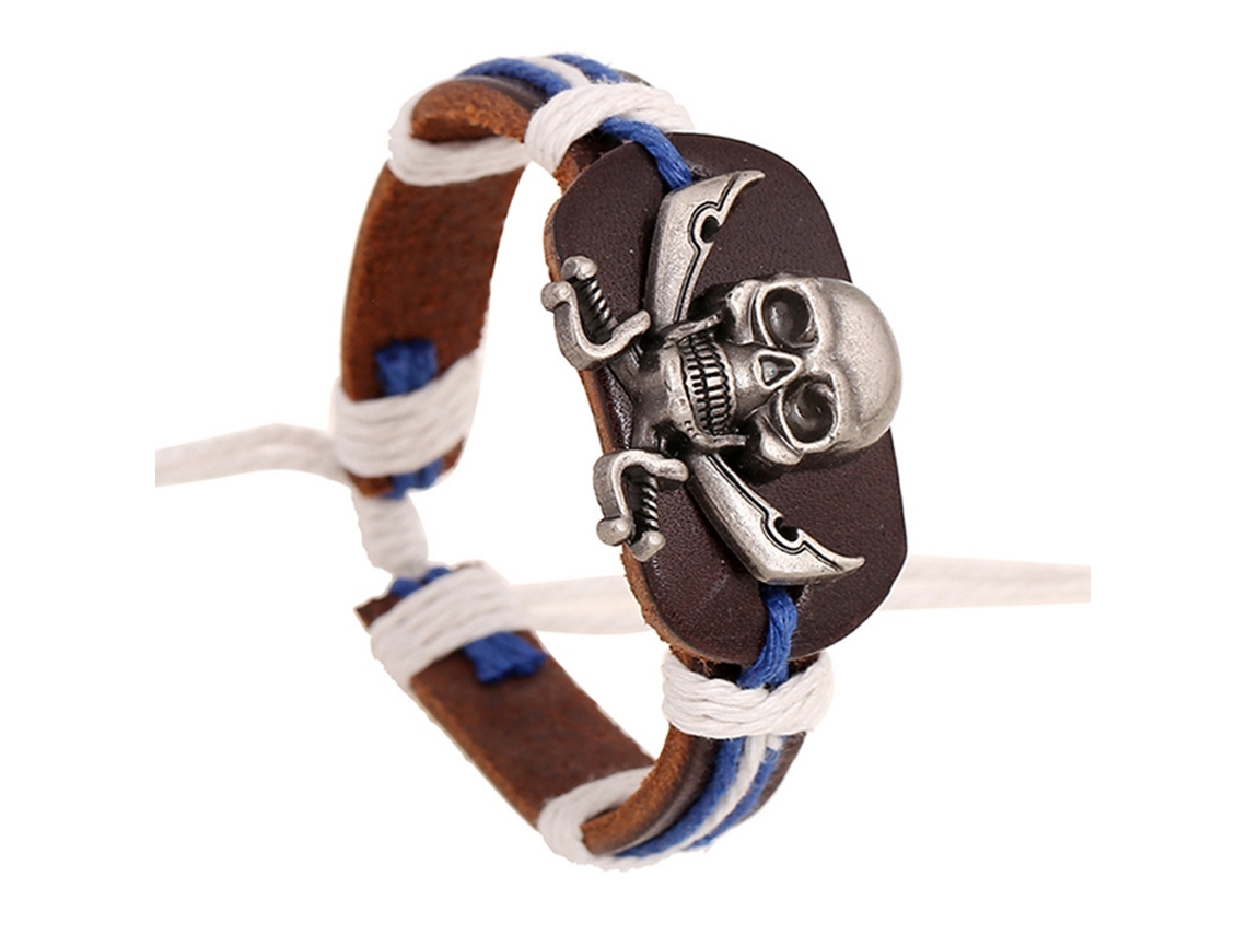 Pulseira De Couro De Múltiplas Camadas Unissex Estilo Punk