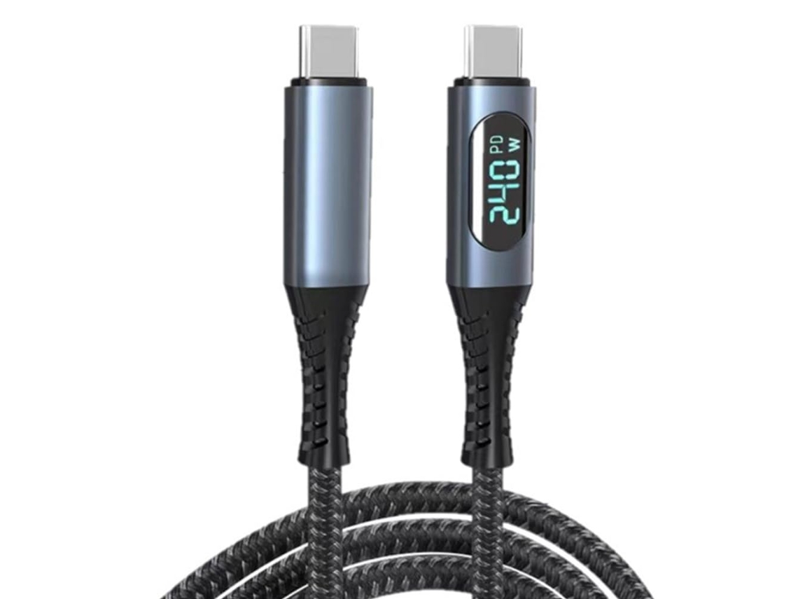 Cabo Usb-c Com Visor Led, Compatível Vídeo 8k, 40 Gbps, 240 W, De