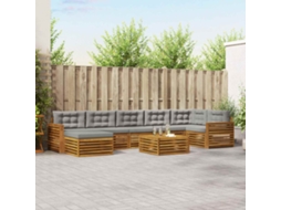 Vidaxl Conjunto De Sofás Para Exterior 8 Pcs Cinza Natural E Claro