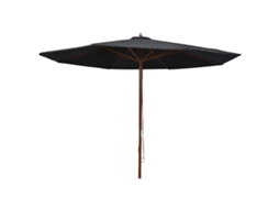 Vidaxl Guarda-sol De Exterior C/ Poste De Madeira 350 Cm Preto