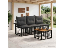 Vidaxl Conjunto De Sofás Para Exterior 4 Unid. Preto E Cinza Escuro