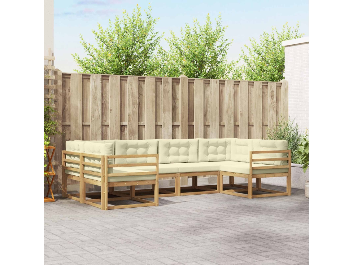 Vidaxl Conjunto De Sofás Para Exterior 6 Unid. Branco E Creme