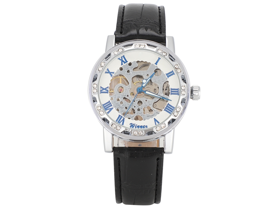 Relógio Mecânico Automático Masculino com Luz Noturna Pulseira de Couro Resistente À Água Diária
