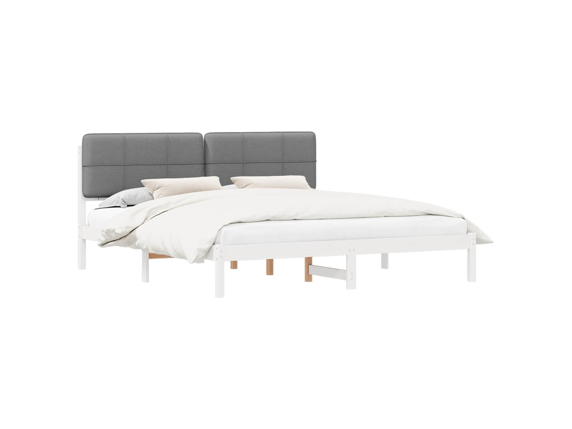 Estrutura de Cama com Cabeceira Estofada Cinzento Claro MAISON EXCLUSIVE