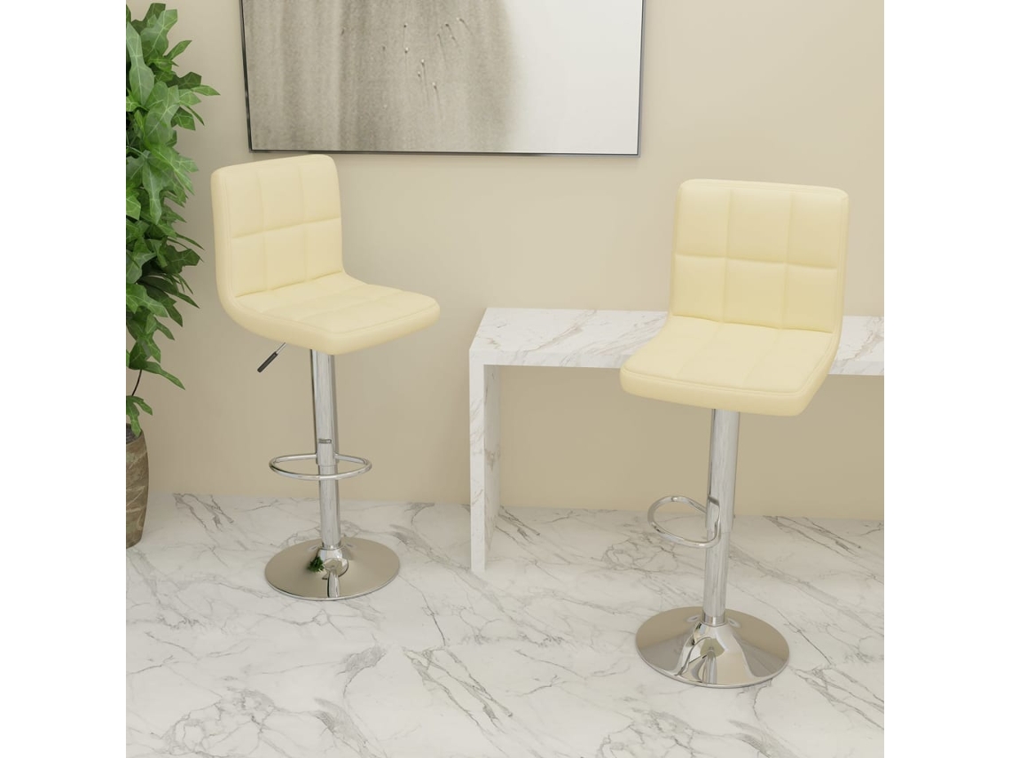 Vidaxl Bancos De Bar 2 Pcs Tecido Cor Creme