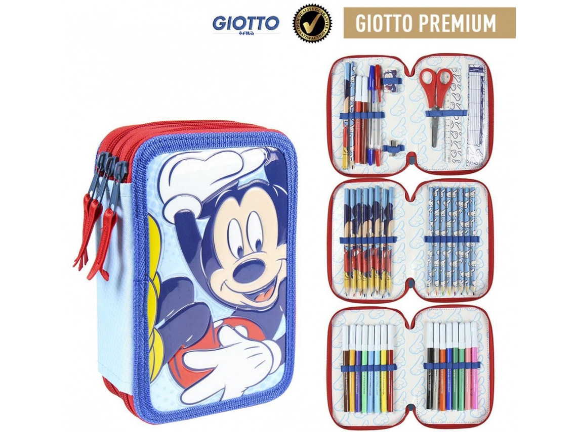Estojo Para Lápis Disney Mickey Mouse Com 3 Compartimentos