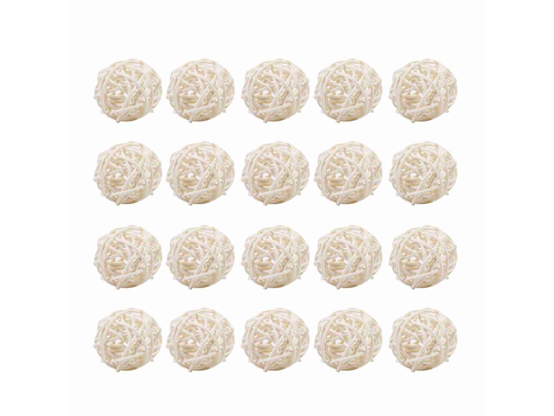 20 Bolas de Rattan Decorativas Brancas LAXISCREED