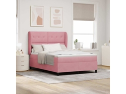 Vidaxl Cama Box Com Cabeceira Manual Rosa 190 X 140 Cm Veludo