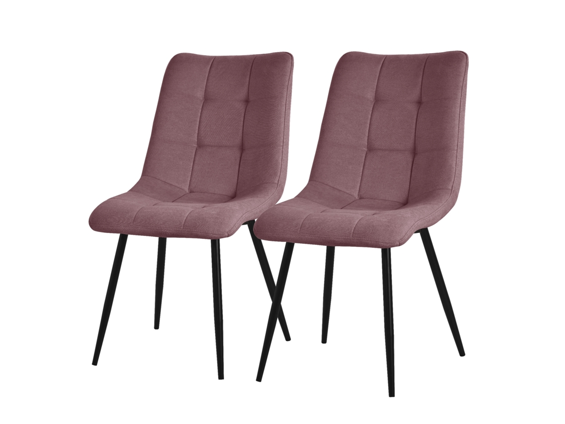 ML-DESIGN Conjunto de 2 Cadeiras de Jantar Rosa Antigo Espreguiçadeiras com Revestimento em Tecido e Pernas em Metal Preto