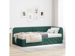 Vidaxl Estrutura De Cama De Canto Verde Escuro 90 X 190 Cm Veludo