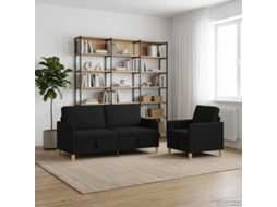 Vidaxl Conjunto De Sofá Com Armazenamento 2 Pcs Preto Poliéster
