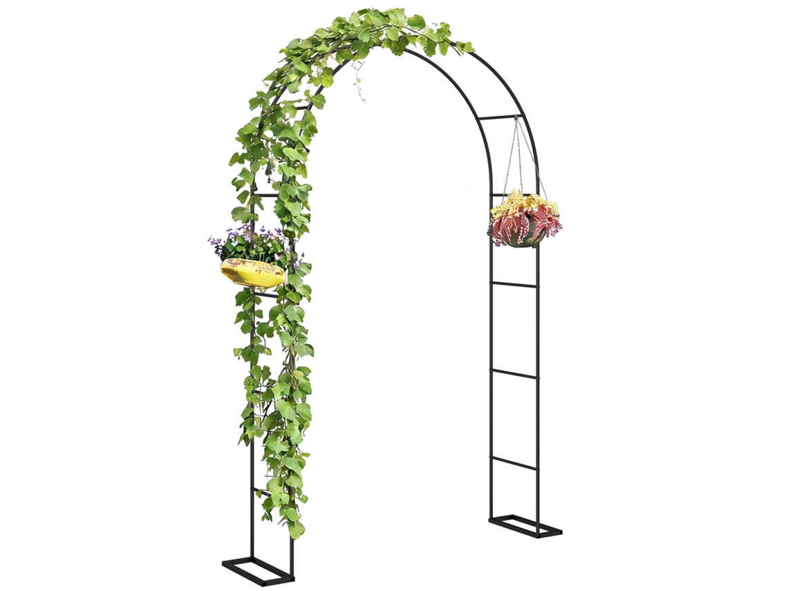Arco de Jardim com 2 bases, trepadeiras, rosas, videiras, 145x39x237cm, preto BTFORUS