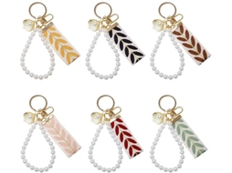 Escolha Sólida - Chaveiro 6 Unidades - Multicolorido - Pérolas De Arte - Senhoras - Chaves De Carro - Hanger De Mala - 7,5 Cm Comprimento Da Faixa - C
