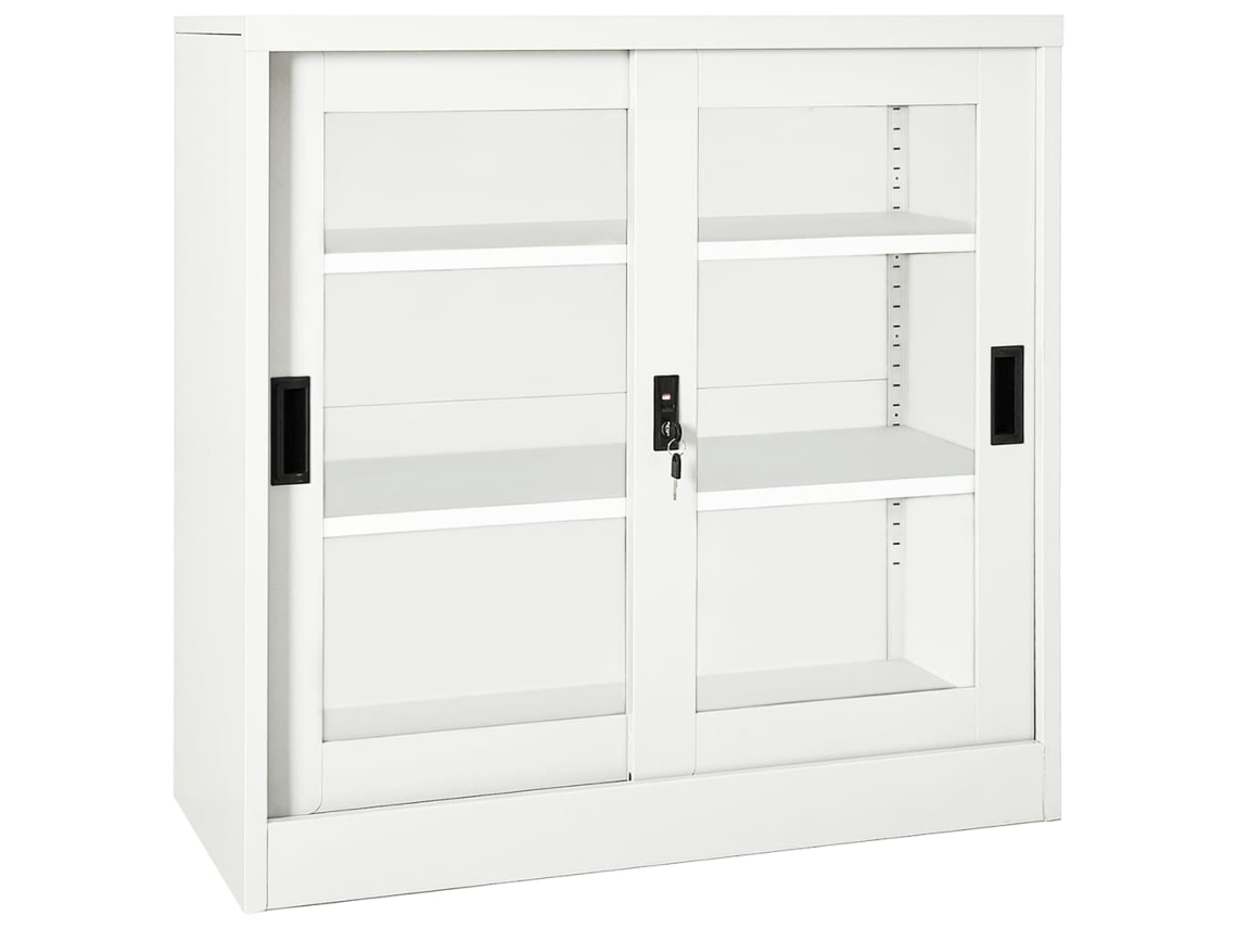 Vidaxl Armário Com Porta Deslizante Aço 90x40x90 Cm Branco