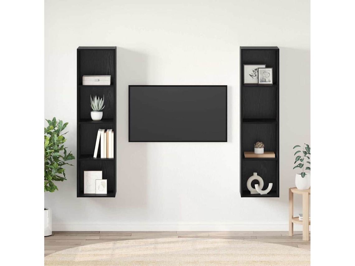 Vidaxl Conjunto De Móvel De Tv 2 Unid. Preto Derivados De Madeira