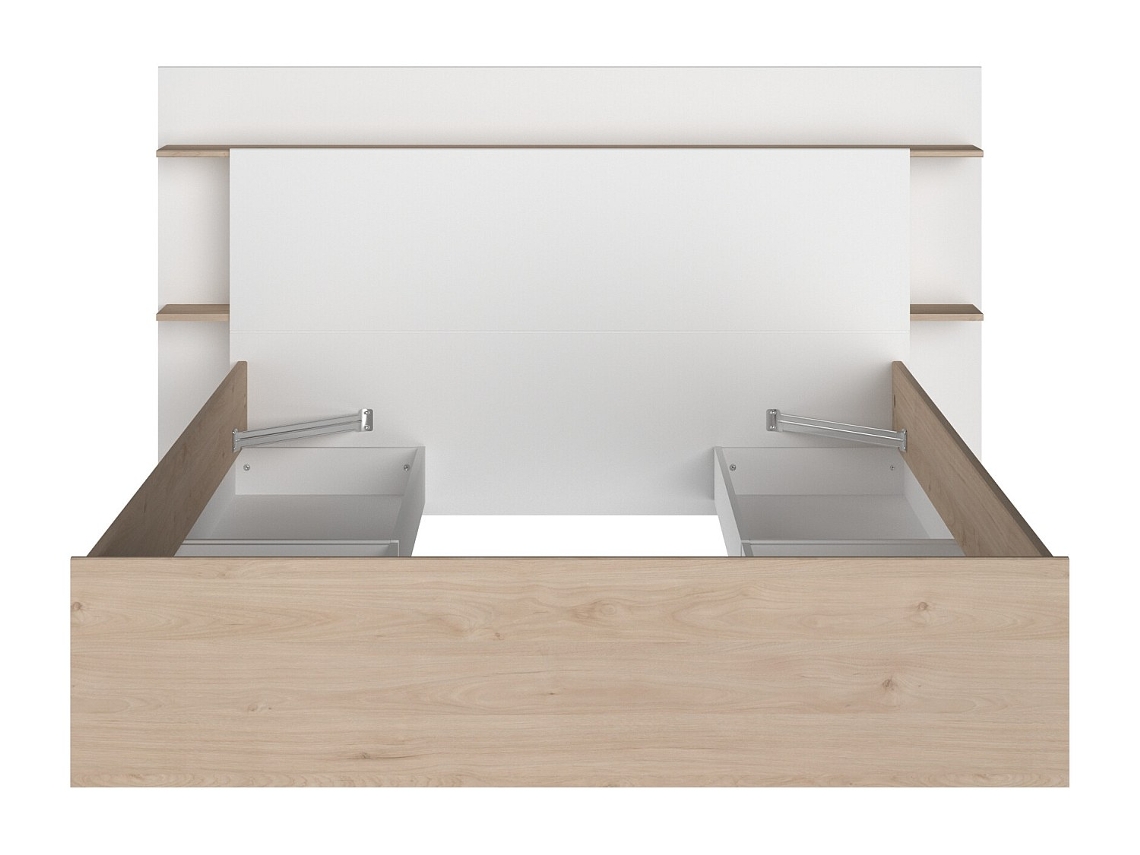 Estrutura De Cama Tilonide Vente-unique Natural Claro, Branco 140 X 190 Cm, 140 X 200 Cm - Sem Colchão - Sem Estrado