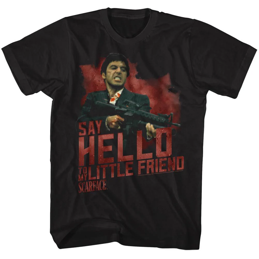 Unisex Adult T-shirt Rockinstone Scarface Movie Say Hello Black Sizes