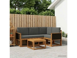 Vidaxl Conjunto De Sofás Para Exterior 5 Unid. Natural E Antracite
