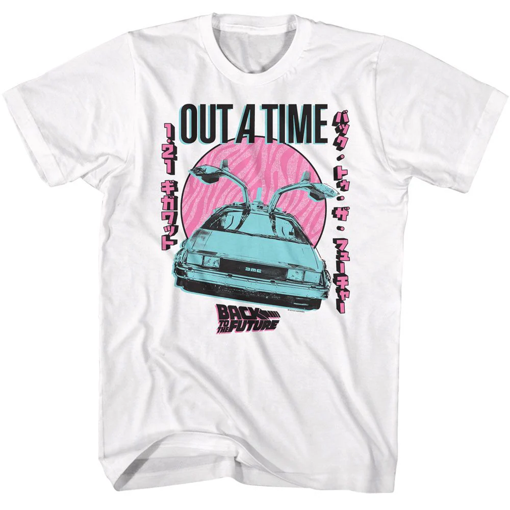 Unisex Adult T-shirt Rockinstone Back To The Future Movie Outta Time Pastel White Sizem