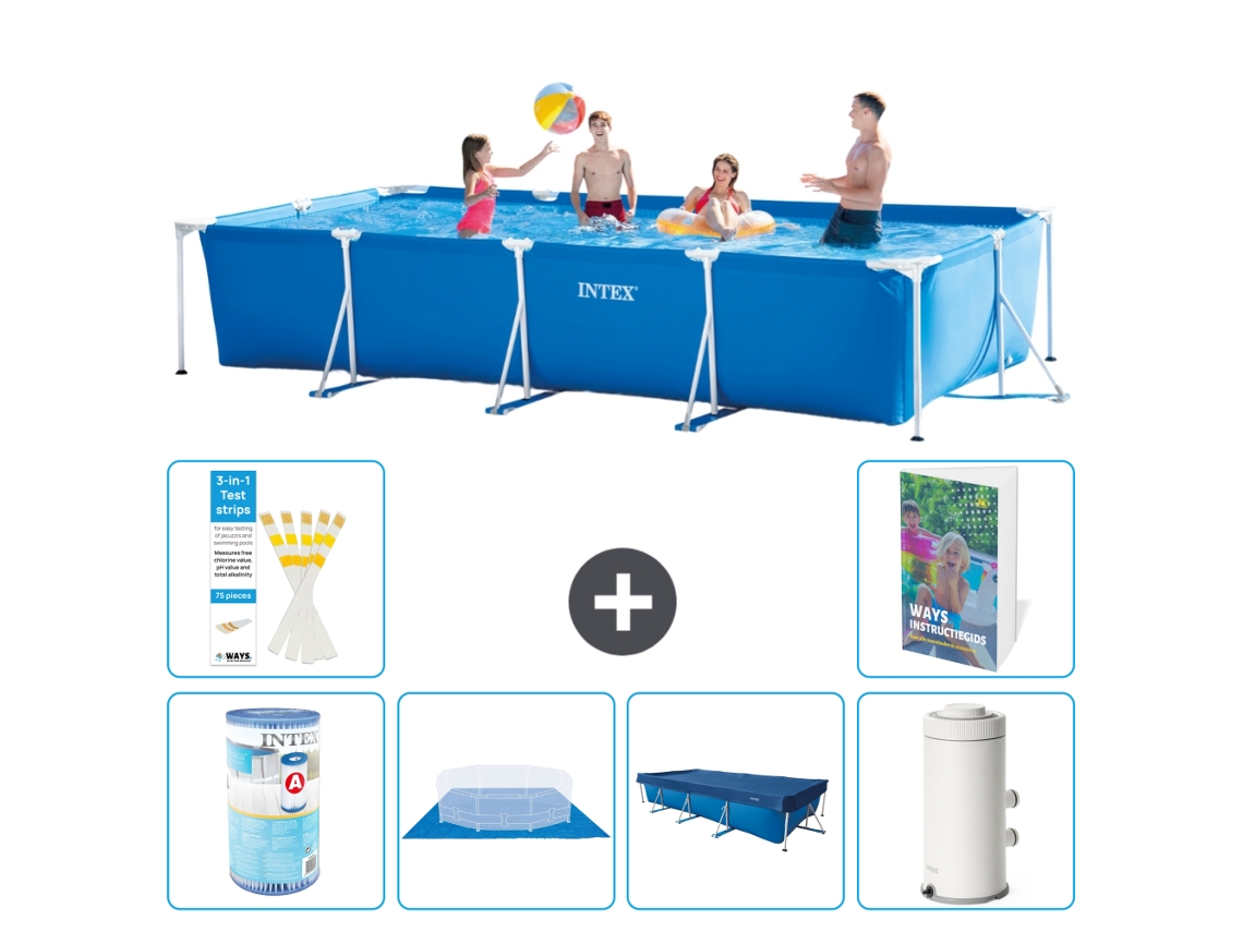 Piscina com Estrutura Retangular 450x220x84 Cm 5 peças S72 INTEX