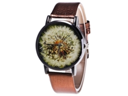Reloj De Pulsera Unisex De Moda Con Correa De Cuero Pu, Dial Redondo, Cuarzo Café